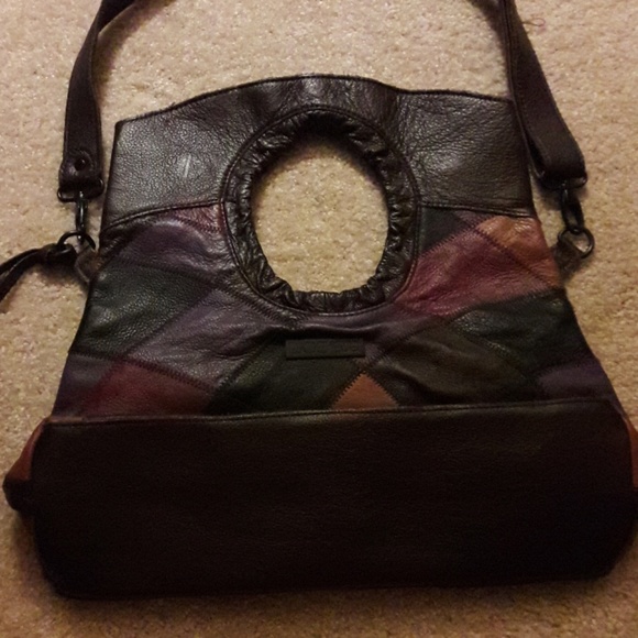 Joes jeans leather 70s retro patch satchel tote - Picture 3 of 3